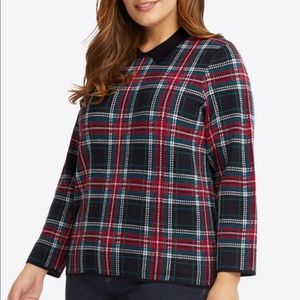 Draper James Collared Sweater in Georgia Plaid New with tags size 1x